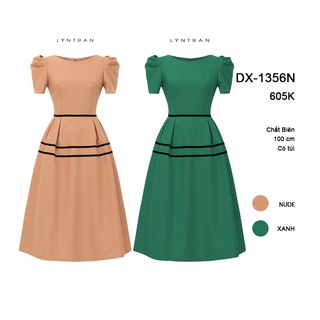 Váy xòe Lyntran design Đầm dáng xòe DX-1356N phối dây nhung đen cho hiệu ứng cân đối và thon gọn