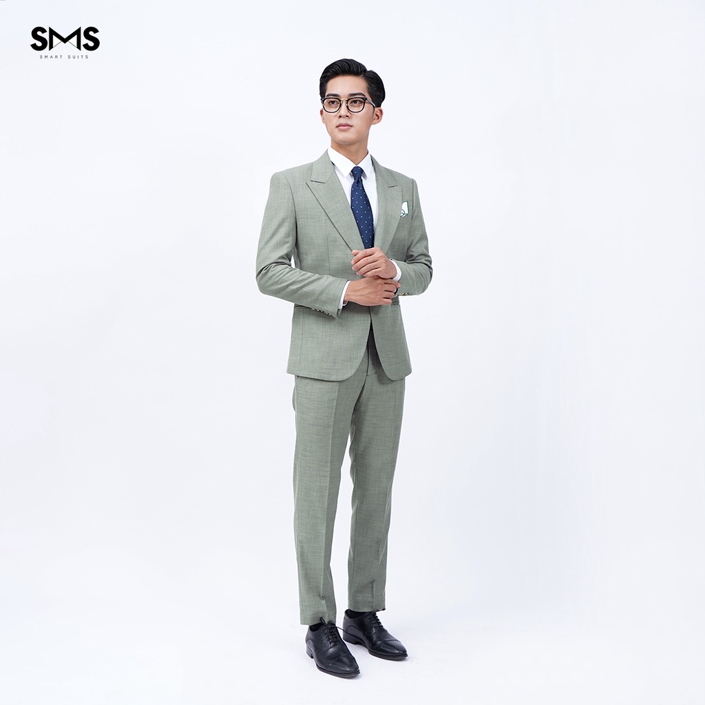 Vest nam xanh rêu, suits sartorial,1 khuy 2 túi, chuẩn form Smart Suits