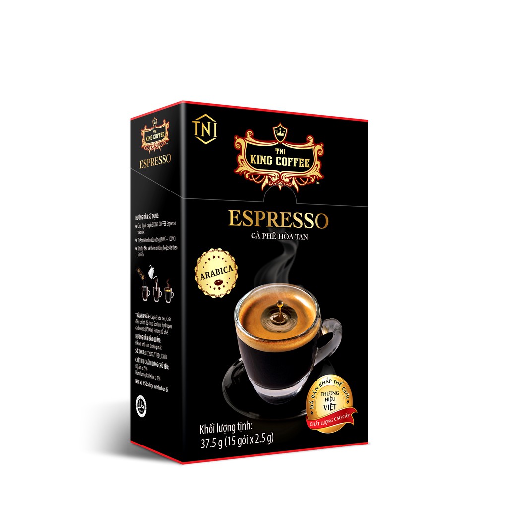 Cà Phê Hòa Tan đen Kingcoffee Espresso Hộp 15 Gói * 2,5gram