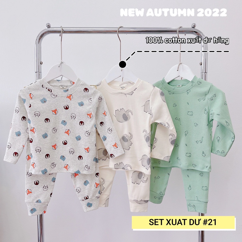 Bộ thu đông dài tay cho bé Trai, bé gái chất liệu 100% cotton vải XUẤT DƯ, hàng đẹp RẺ VÔ ĐỊCH