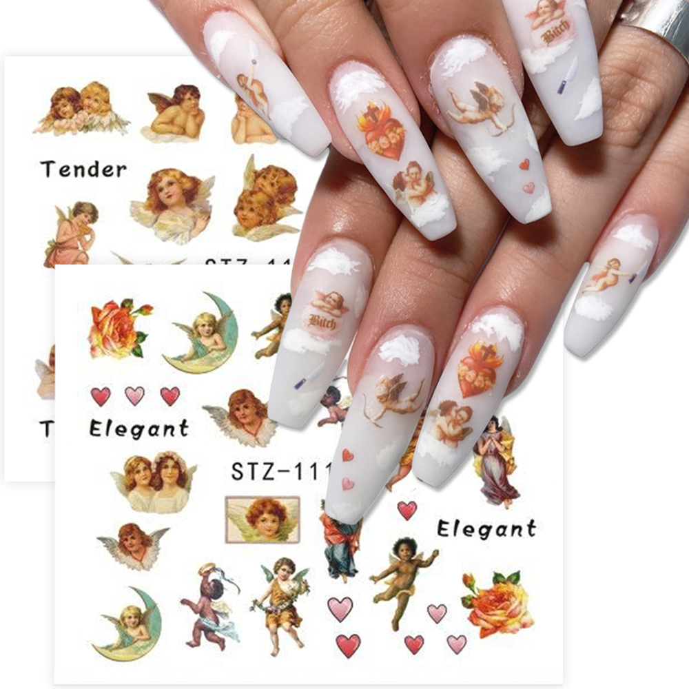 (Hàng Mới Về) Set 5 Nhãn Dán Họa Tiết Cánh Thiên Thần Dùng Để Trang Trí Móng Nghệ Thuật