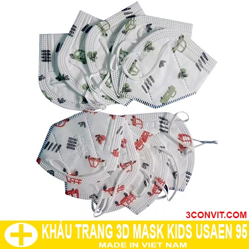 Hộp 10 chiếc khẩu trang 5 lớp trẻ em 3D  USASEN 95