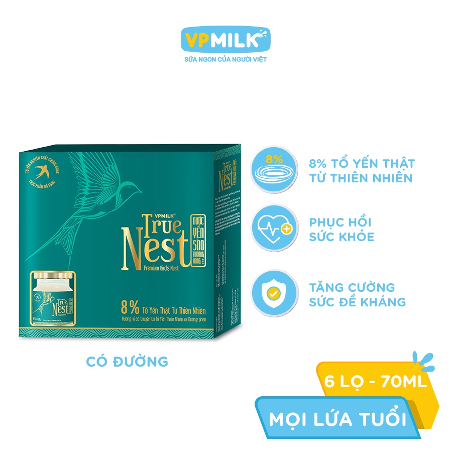 Tổ yến nguyên chất chưng gừng VPMilk True Nest - (gift set 6 lọ x 70ml)