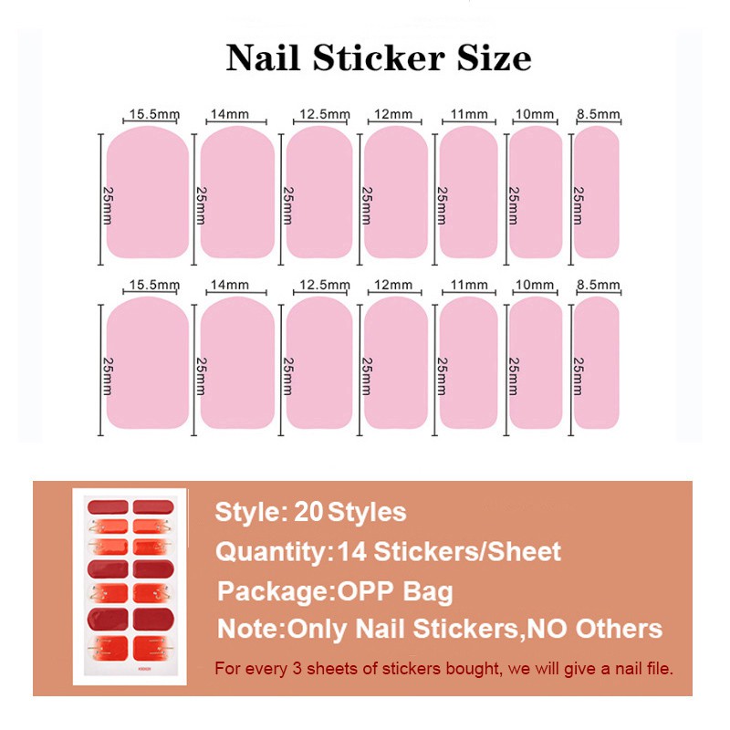 Set 14 Nhãn Dán Móng Tay Diy 3d Thời Trang Mã Dq01-18