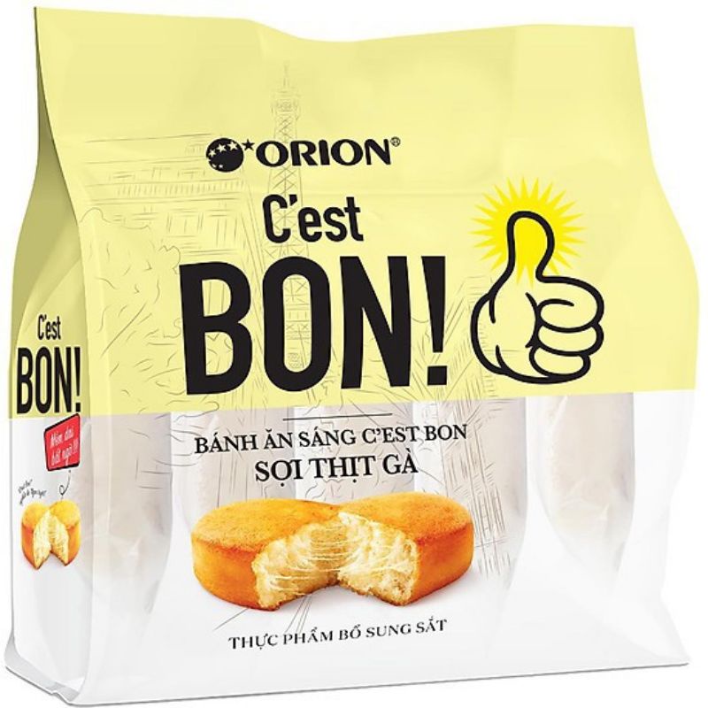 Bánh bông lan sợi thịt gà Orion C'est Bon gói 85g (5 bánh)