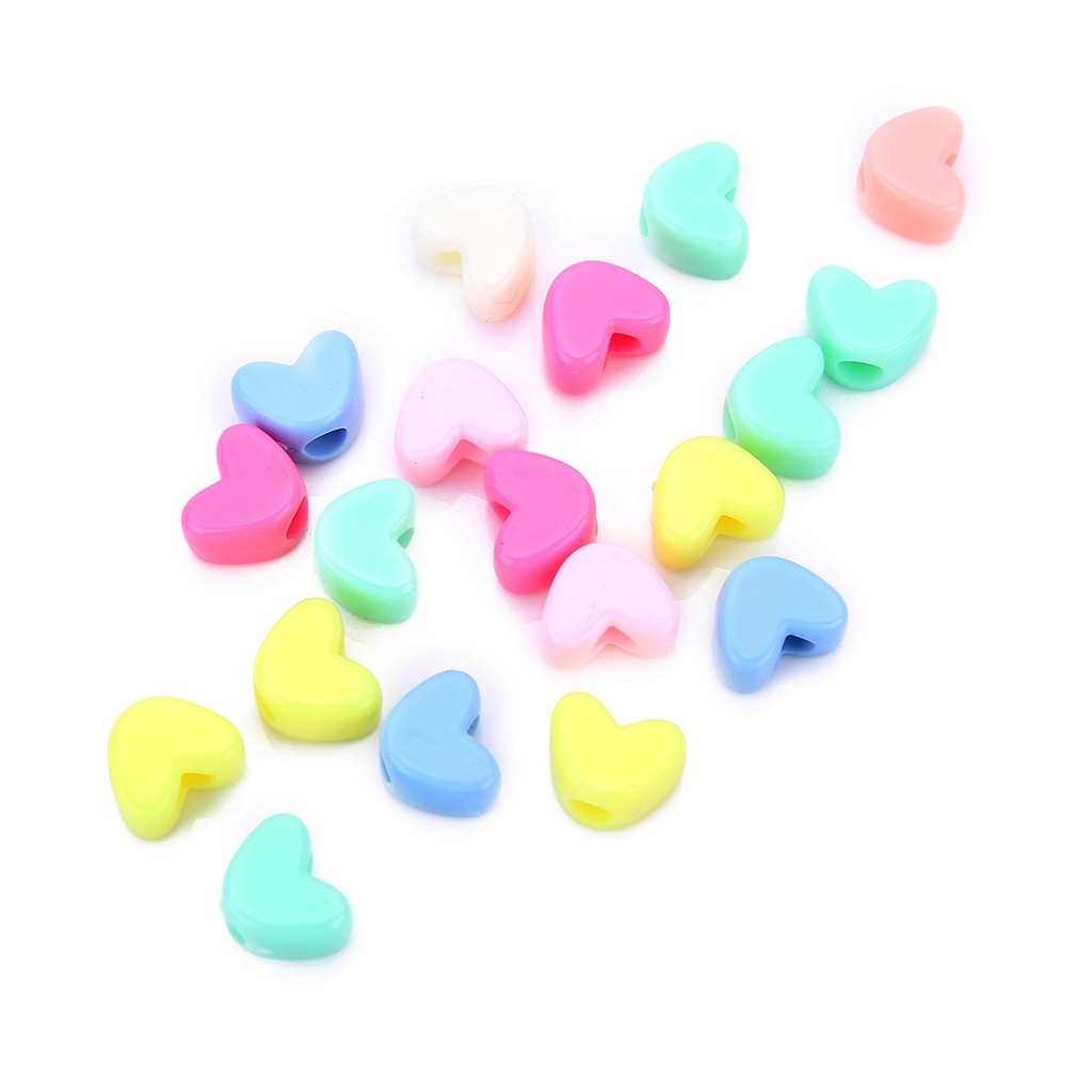 100pcs Acrylic Big Hole Beads Heart Shape For Diy Accessories