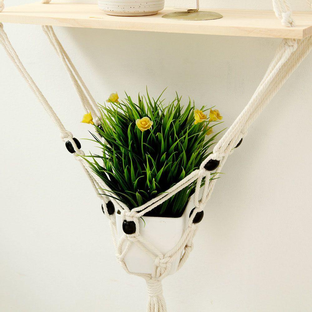 Giá Đỡ Chậu Hoa Bằng Dây Cotton Bện Treo Tường Trang Trí