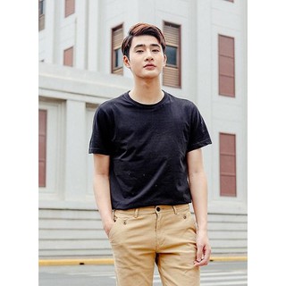 Áo thun đen trơn cổ tròn co giãn chất vải tốt GN125 Gấu Nâu