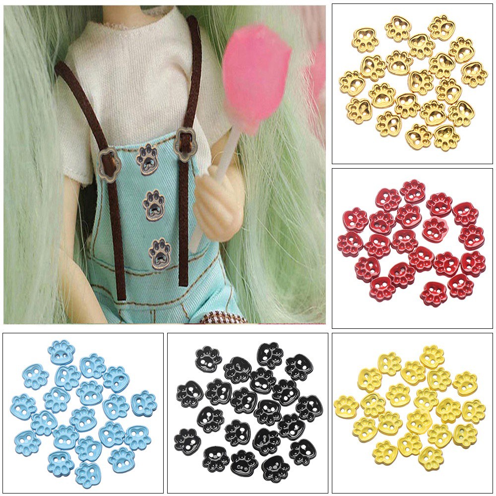 Bộ 20 Nút Kim Loại 5mm Mini 1/2 Lỗ 10 Màu Tự Khâu Quần Áo Búp Bê