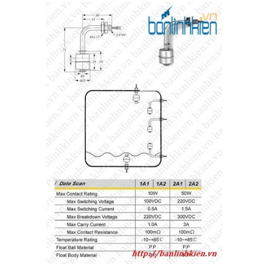 Công Tắc Phao Cảm Biến Mực Nước MH16P