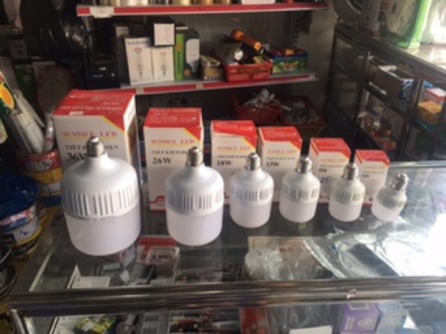 Bóng đèn led trụ, led buld búp 5w, 9w, 13w, 18w, 26w, 36w Châu Âu SUNNICE ánh sáng trắng đuôi chuẩn E27 tiết kiệm điện