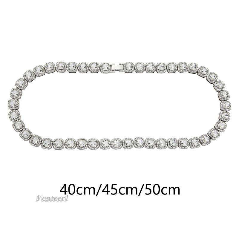 Vòng cổ Mặt Vuông Đính Đá Lấp Lánh Fenteer1