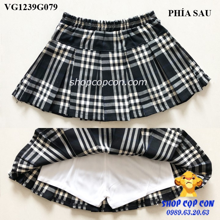 Chân váy xếp ly có quần bên trong cho bé gái từ 20-32kg