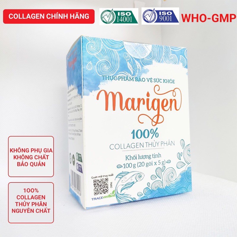 Marigen Collagen Thủy Phân Nguyên Chất Dạng Bột Làm Đẹp Da  - Hộp 100g Mới