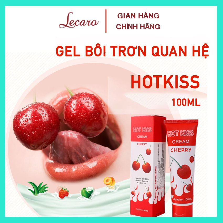 Gel Bôi Trơn Hot Kiss Hương Dâu Tây, Love Kiss Hương Cherry, Dung Tích 100ml, LECARO STORE