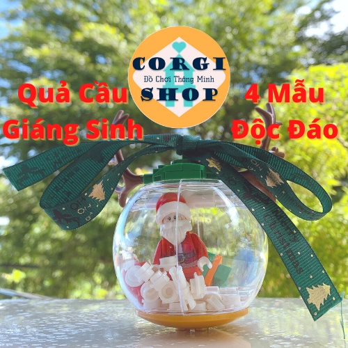 Lego GIáng Sinh Ông Già Noel, Đèn Phát Sáng, Đồ Chơi Mô Hình Trưng Bày, kích thước: lớn 33x7x31cm, nhỏ 12x9x7cm
