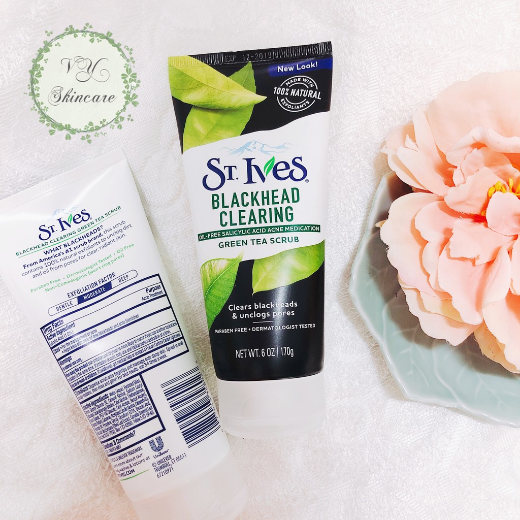 [ Mẫu Mới ] Tẩy Tế Bào Chết St.Ives Blackhead Clearing Green Tea Scrub