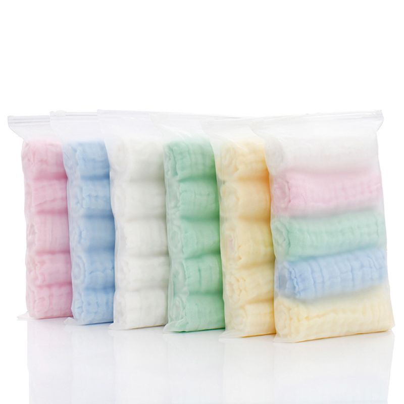 Set 5 Khăn Lau Nước Bọt Bằng Vải Cotton Muslin Cho Bé