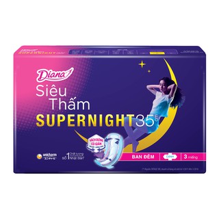 BĂNG VỆ SINH DIANA SIÊU THẤM SUPERNIGT 35CM GÓI 3 MIÉNG