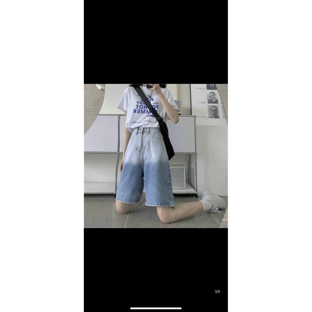 Quần Short Lửng Ống Rộng Nữ Chất Bò Lưng Cao ULZZANG 012