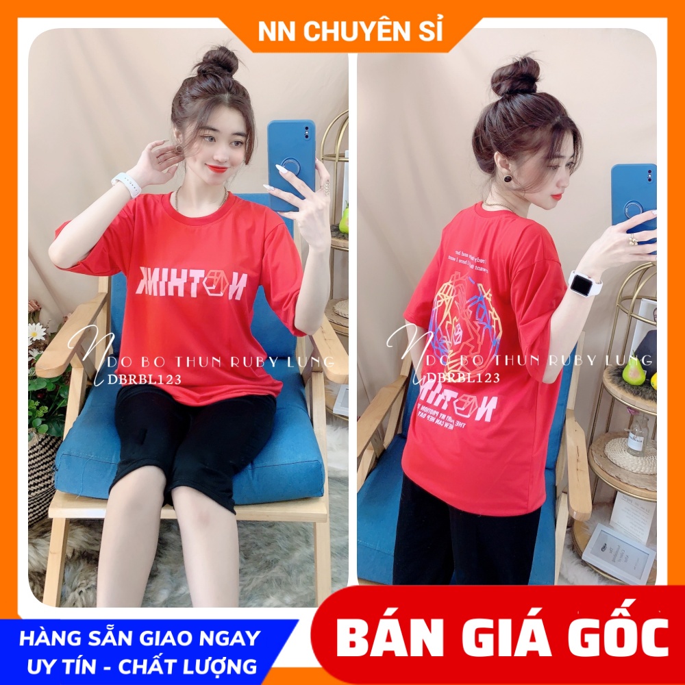 Đồ bộ nữ mặc nhà phom to chất thun mềm mịn mát in họa tiết dễ thương DBRBLCT