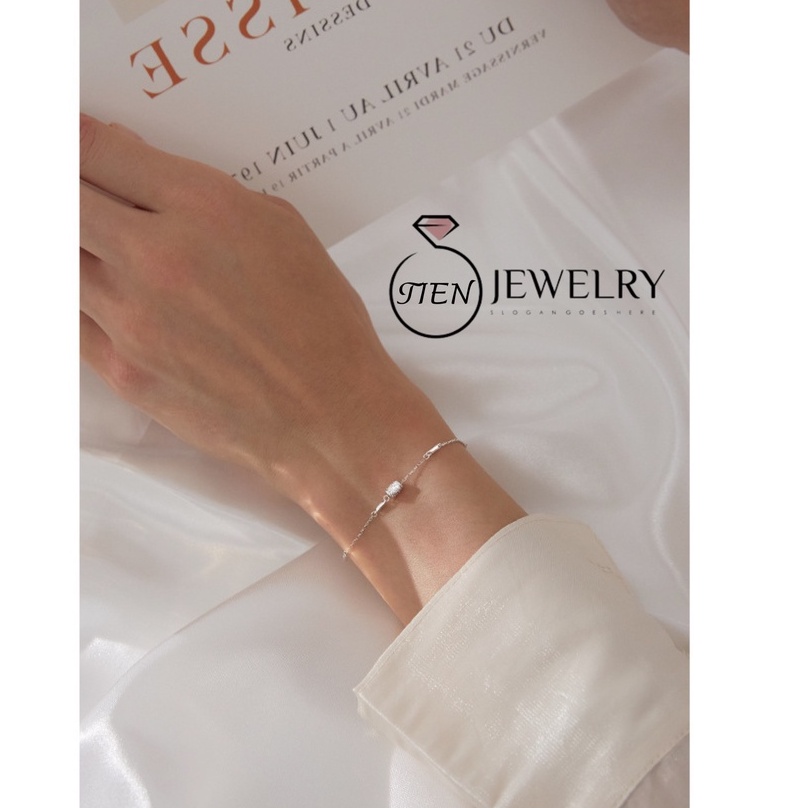 Lắc tay bạc nữ 925 đính đá sang trọng, vòng tay bạc nữ tính xinh xắn nhẹ nhàng - Tien Jewelry