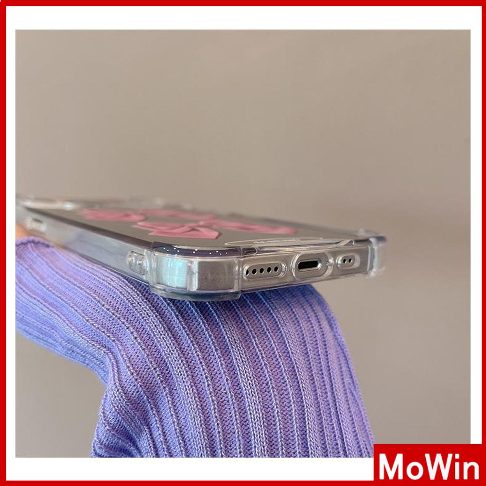 Ốp điện thoại acrylic tráng gương phản quang họa tiết nơ hồng thích hợp cho iPhone 11 13 Pro Max 12 Pro Max 7 Plus XR