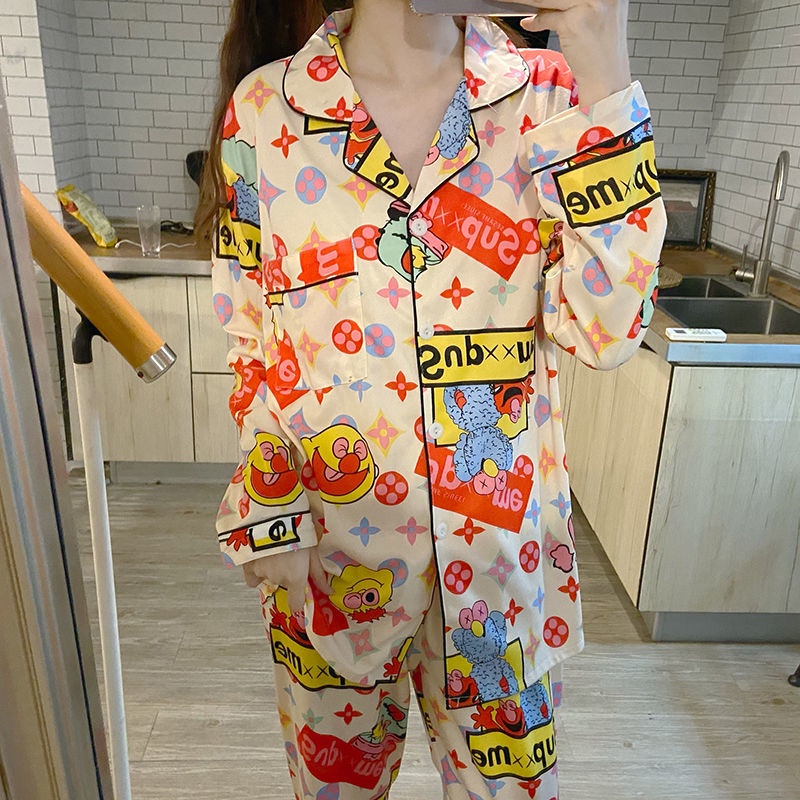 Bộ Đồ Ngủ Tay Dài Phong Cách Hàn Quốc Dễ Thương Cho Nữ