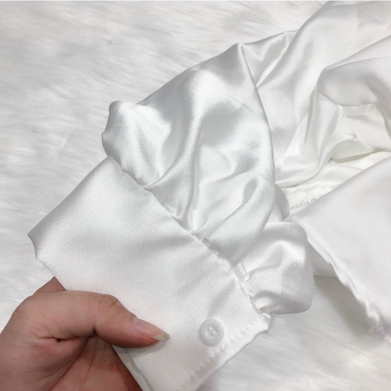 Sơ mi lụa bóng không nhăn Mẫu Hot phong cách Hàn Quốc