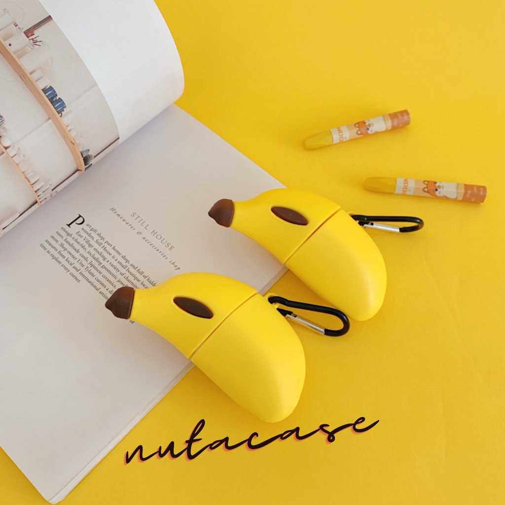 Vỏ bảo vệ tai nghe bluetooth Airpods bằng Sillicone dẻo, ốp Case cute, Airpods 1/2/pro - CHUỐI VÀNG