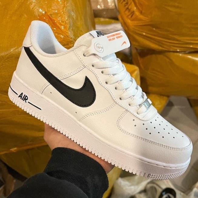 Giày AF1 trắng vệt đen, Giày Air Force 1 trắng đen thấp mới full phụ kiện hàng cao cấp, full size 36-43 🤞