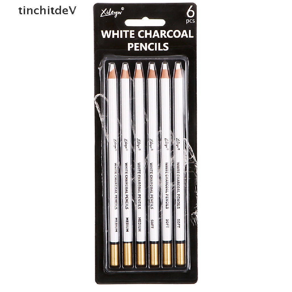 Set 6 Bút Chì Than Mềm Và Vừa Màu Trắng Dùng Vẽ Phác Thảo
