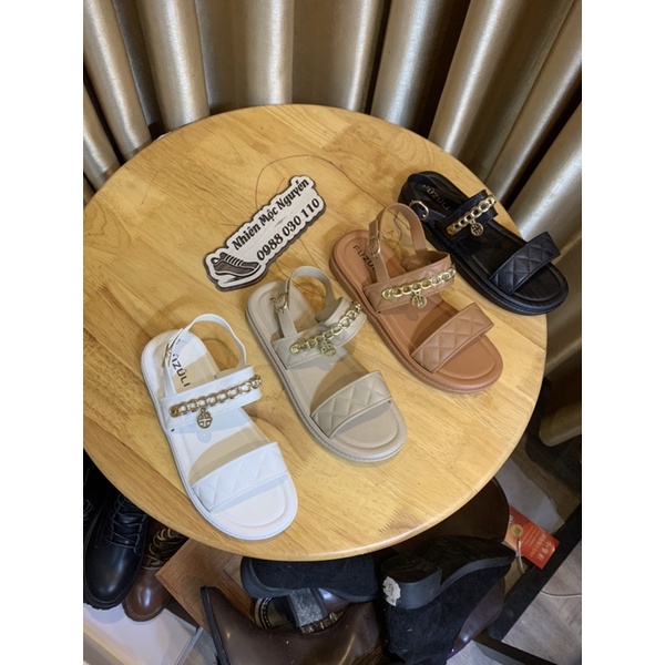 Dép quai ngang, sandal nữ bản to chất cao su siêu nhẹ mềm dẻo cực bền phối xích mang tôn chân kiểu dáng thời trang