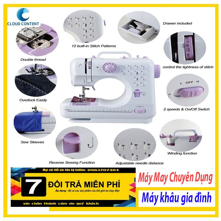 [ Hot ] Máy may mini, Máy khâu gia đình - Máy may mini gia đình 12 kiểu may CMD đầy đủ phụ kiện kèm theo