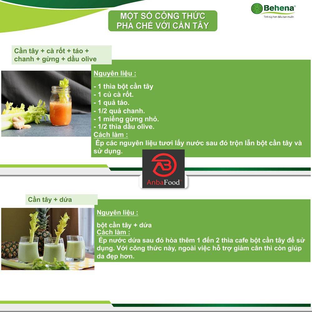 Bột Cần Tây giảm cân Behena (Hộp 50gr) - Bột cần tây sấy lạnh - Giảm cholesterol - Cải Thiện sức khoẻ Tim Mạch | BigBuy360 - bigbuy360.vn