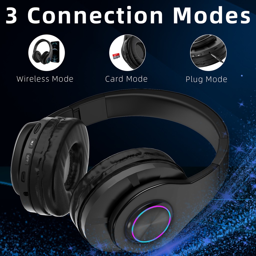 Wireless Bluetooth Headphones,HD Stereo Sound Over Ear Headphones with Built-in Microphones Fast Charge Bluetooth 5.0 Headset for Adults, School, Travel