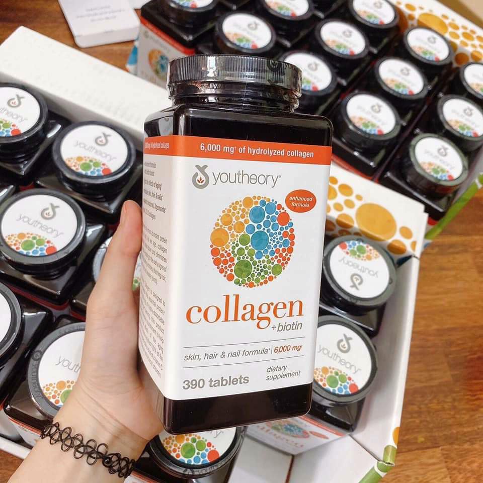Viên Uống Youtheory Bổ Sung Collagen + Biotin Của Mỹ - 390 Viên