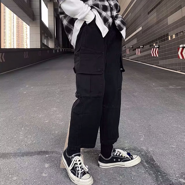 (Sẵn đen)💥Quần Kaki unisex ống rộng phong cách hiphop bụi - 4 ảnh thật cuối | BigBuy360 - bigbuy360.vn