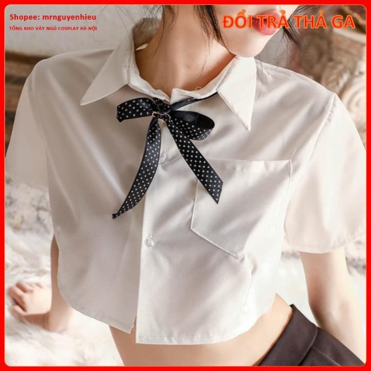 Bộ đồ ngủ cosplay sexy nữ sinh, đồng phục học sinh cho nữ gồm áo croptop và chân váy cosplay, mã Ns001  - QUIN BEE | BigBuy360 - bigbuy360.vn