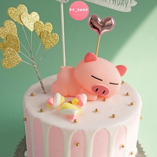 phụ kiện trang trí bánh kem [FREESHIP❤️] heo hồng nằm ngủ