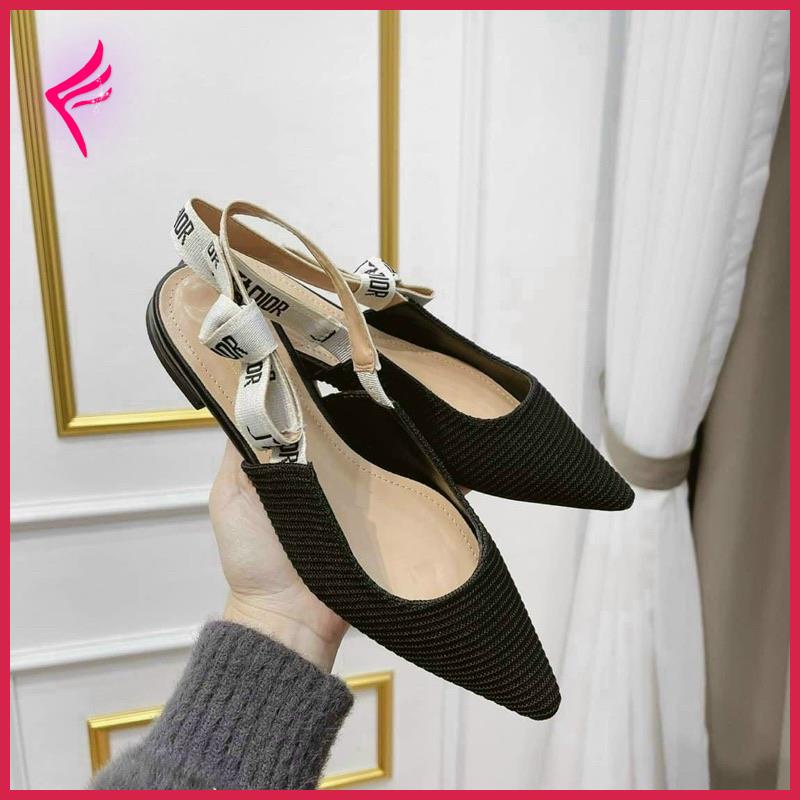 Giầy bệt Dior mũi nhọn kiểu hở gót cao cấp