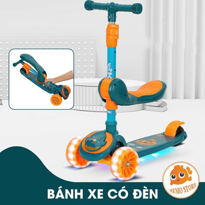 Xe trượt Scooter gà 2 in 1, có nhạc có đèn
