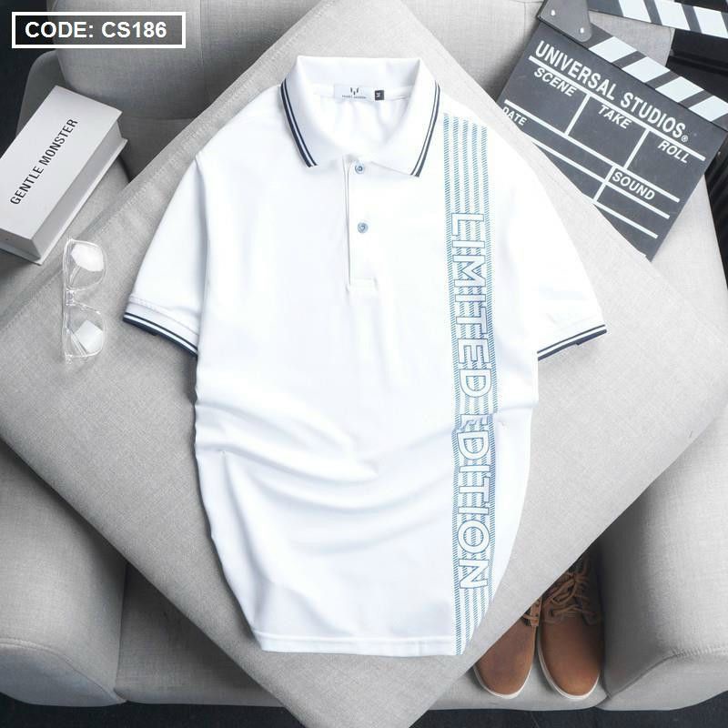 Áo thun nam cổ bẻ phối họa tiết sọc thun có 3 màu vải c.á s.ấu poly (có size 3x) - CS186