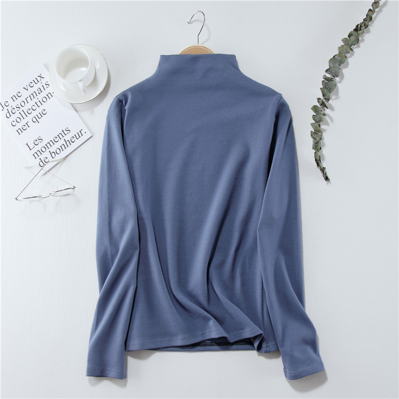 SUXI Áo Thun Nữ Dài Tay Cổ Cao Nhiều Màu Thời Trang