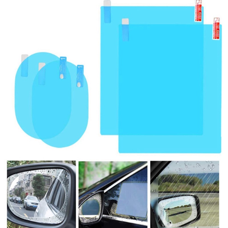 Combo 4 miếng dán chống mờ kính ô tô, miếng dán chống nước mưa ô tô, xe máy, phim dán chống nước mưa kính hậu ô tô