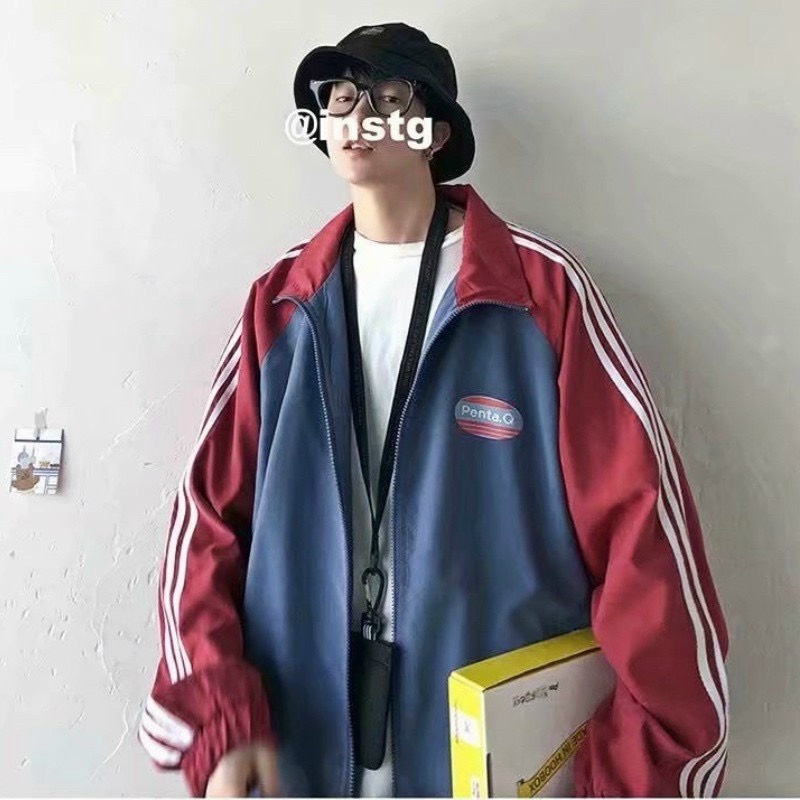 ÁO KHOÁC NAM CỔ CAO PHỐI TAY CHẠY SỌC IN HỌA TIẾT FOM RỘNG PHONG CÁCH HÀN ĐỈNH CAO