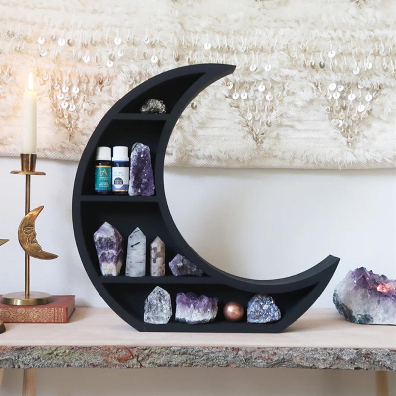 Kệ Để Lọ Tinh Dầu Đá Mặt Trăng Màu Đen Trang Trí Nội Thất