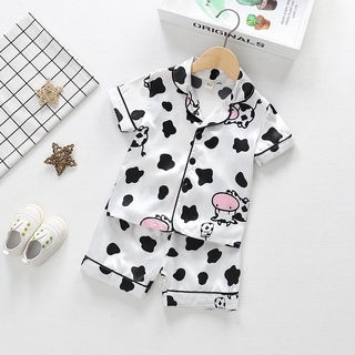Bộ Đồ Ngủ Ngắn Tay Bằng Lụa Satin Thời Trang Mùa Hè Dành Cho Trẻ Nhỏ