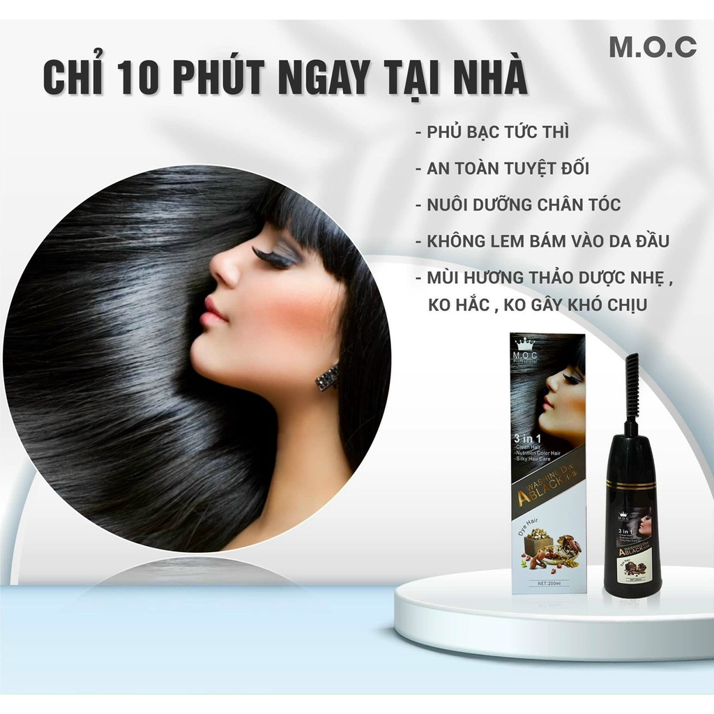Dầu gội nhuộm ĐEN/ NÂU thảo dược M.O.C -