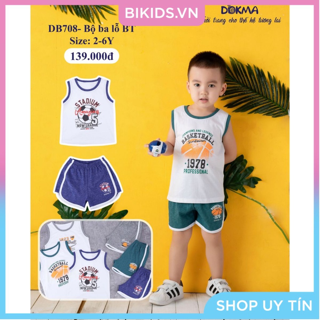 Dokma - Bộ ba lỗ BT  bé trai, bé gái 2-6Y ( DB708 ) DB1557